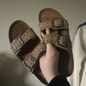 Birkenstock Tan Studded Sandals